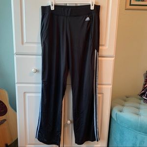 Adidas black/lt blue track pants sz Lds USA L